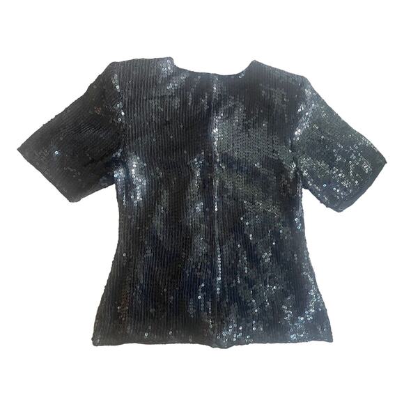 Stenay‎ Black/ White Sequins/Beaded Evening Blouse - size Medium - Picture 2 of 9